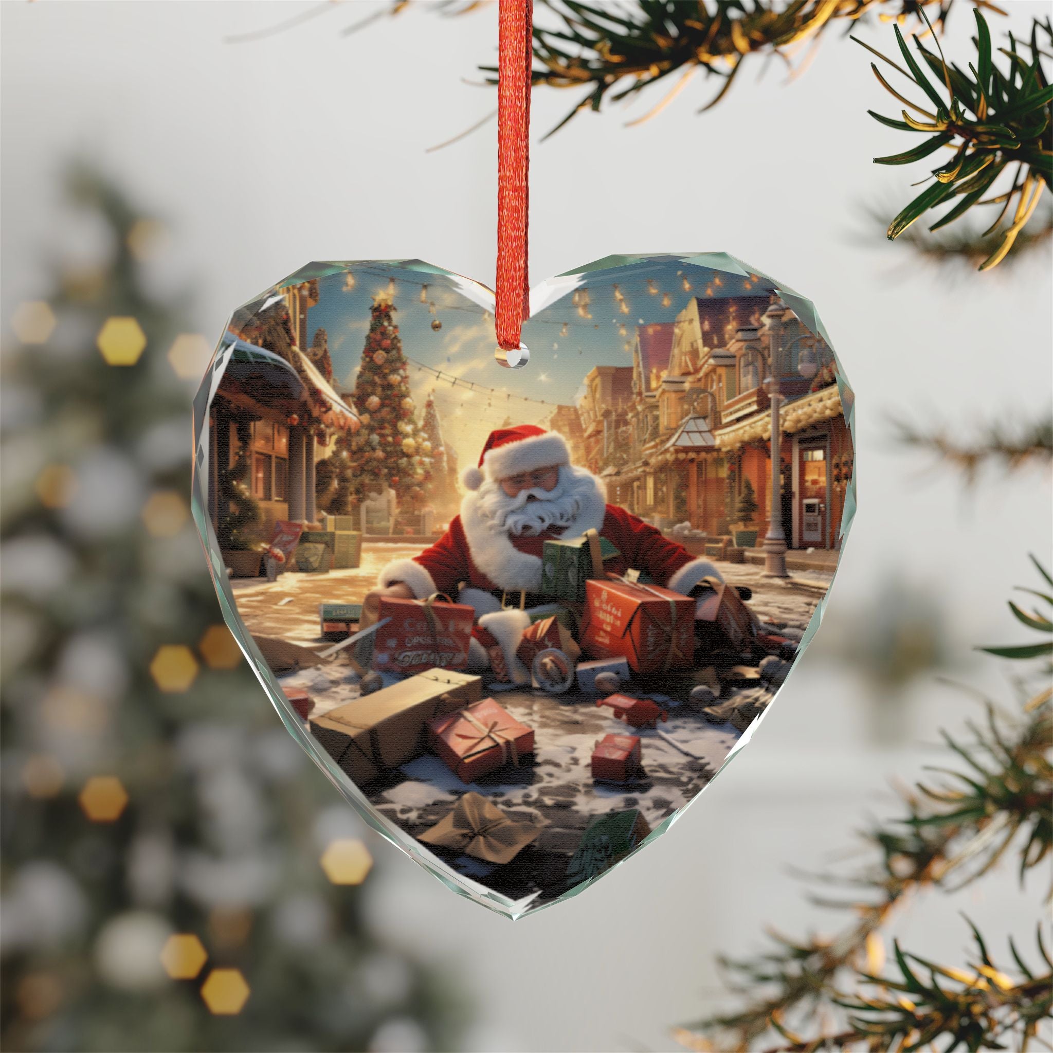 Heart-Shaped Christmas Ornament, Festive Home Décor, Holiday Gift, Santa Decoration, Personalized Tree Ornament