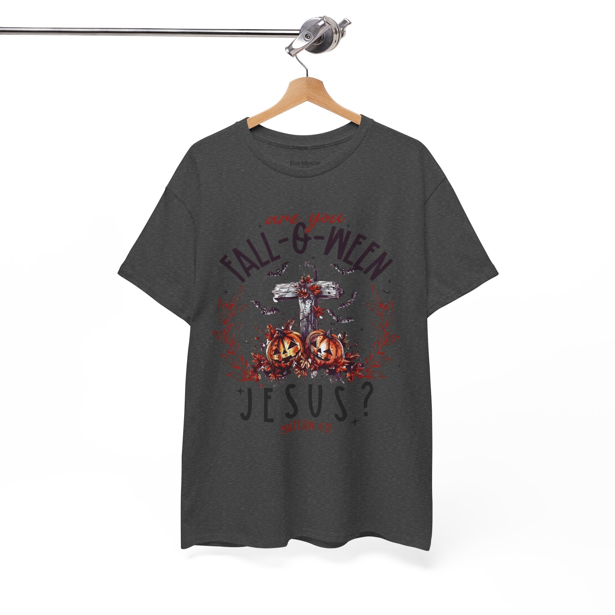 Fall-O-Ween Jesus Unisex Heavy Cotton Tee, Halloween Shirt, Christian T-Shirt, Autumn Apparel, Gift for Him/Her