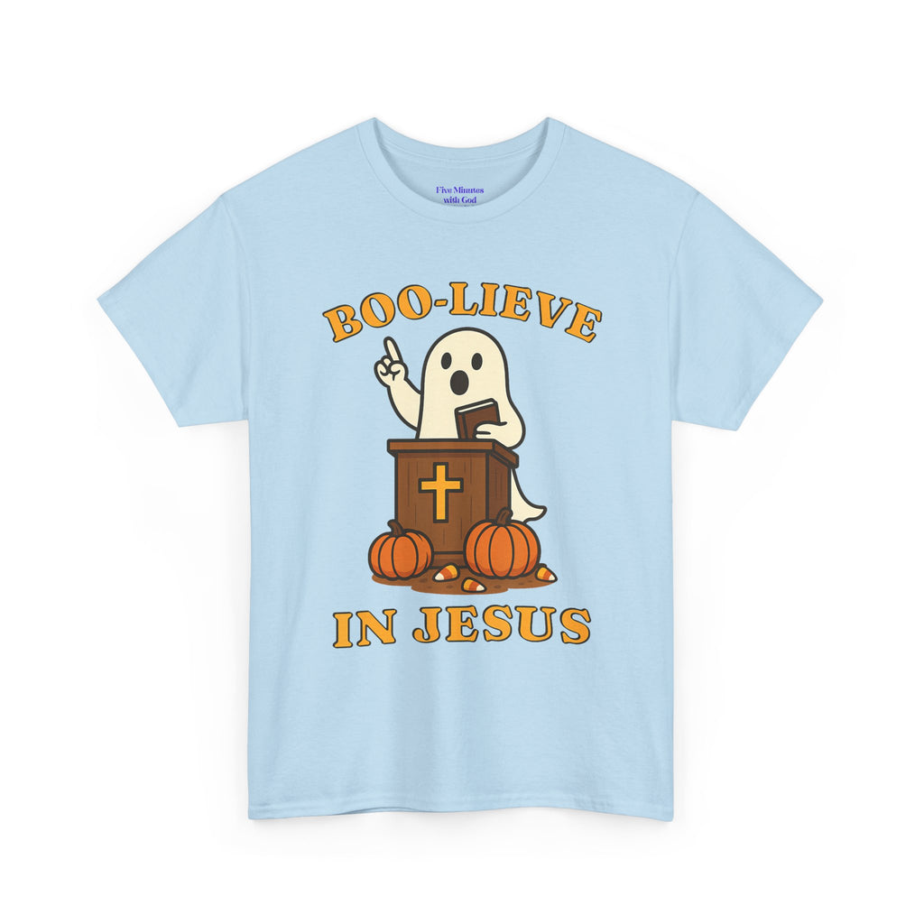 Boo-Lieve in Jesus Tee, Halloween Shirt, Unisex Cotton Tee, Fall Fashion, Religious T-Shirt, Spooky Season Apparel