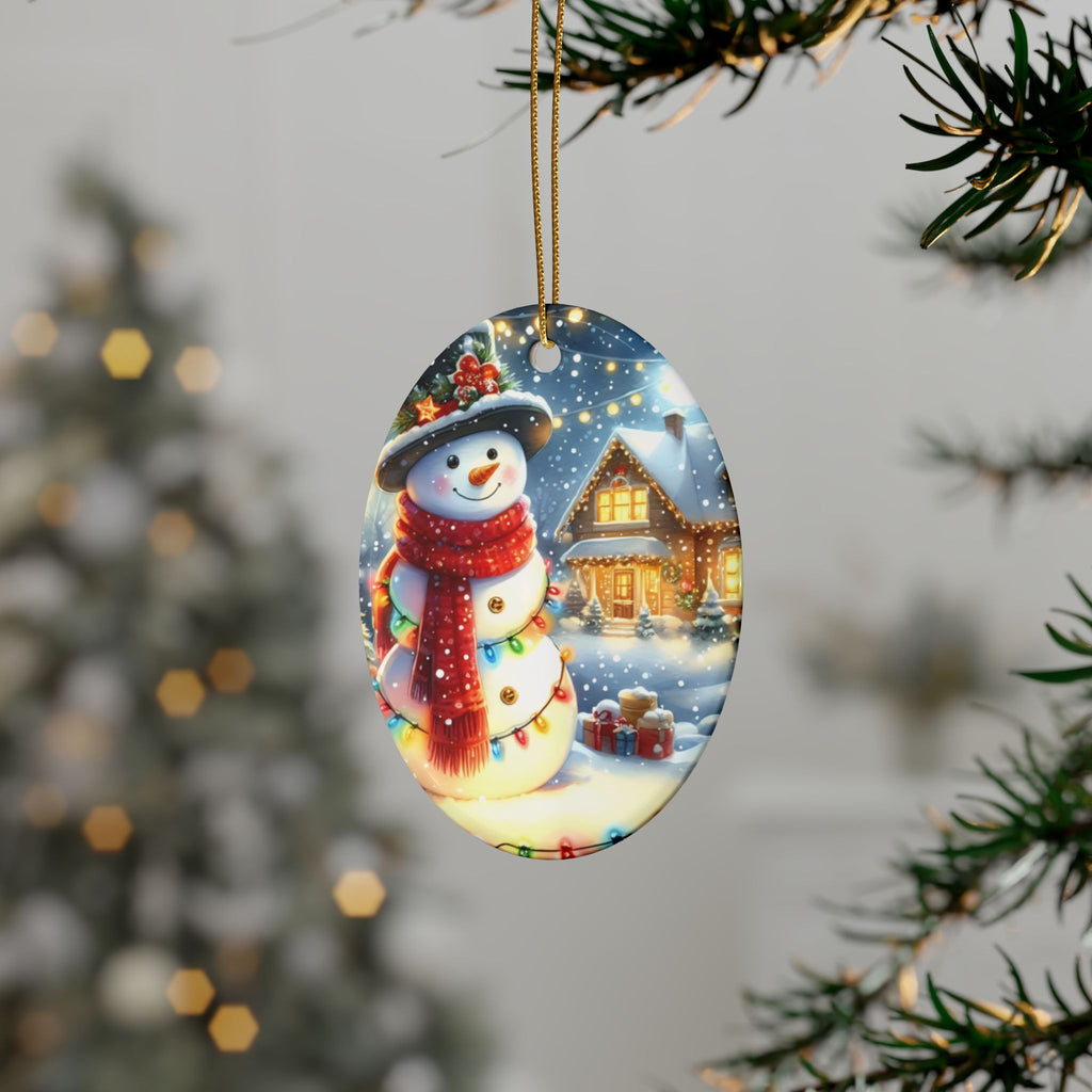 Festive Ceramic Ornaments - Heart-Shaped Snowman Decorations for Christmas, Tree Decor, Holiday Gifts, Home Accents