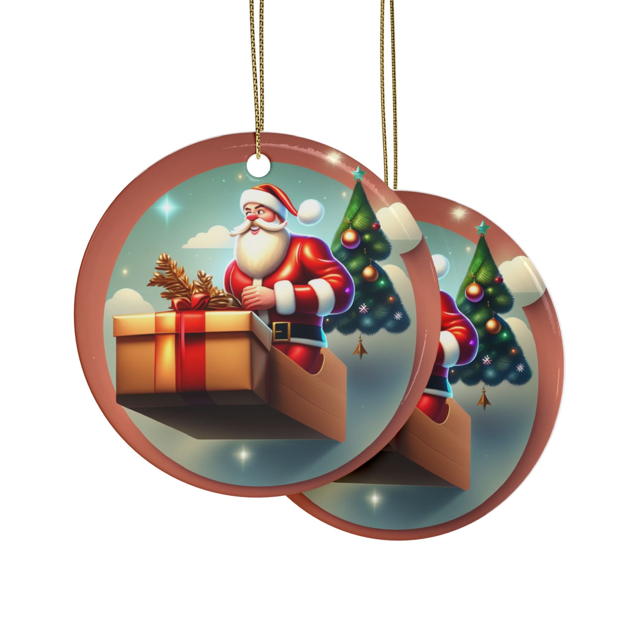 Festive Santa Ceramic Ornaments - Holiday Decor, Christmas Tree Decorations, Personalized Gifts, Stocking Stuffers, Winter Celebrations
