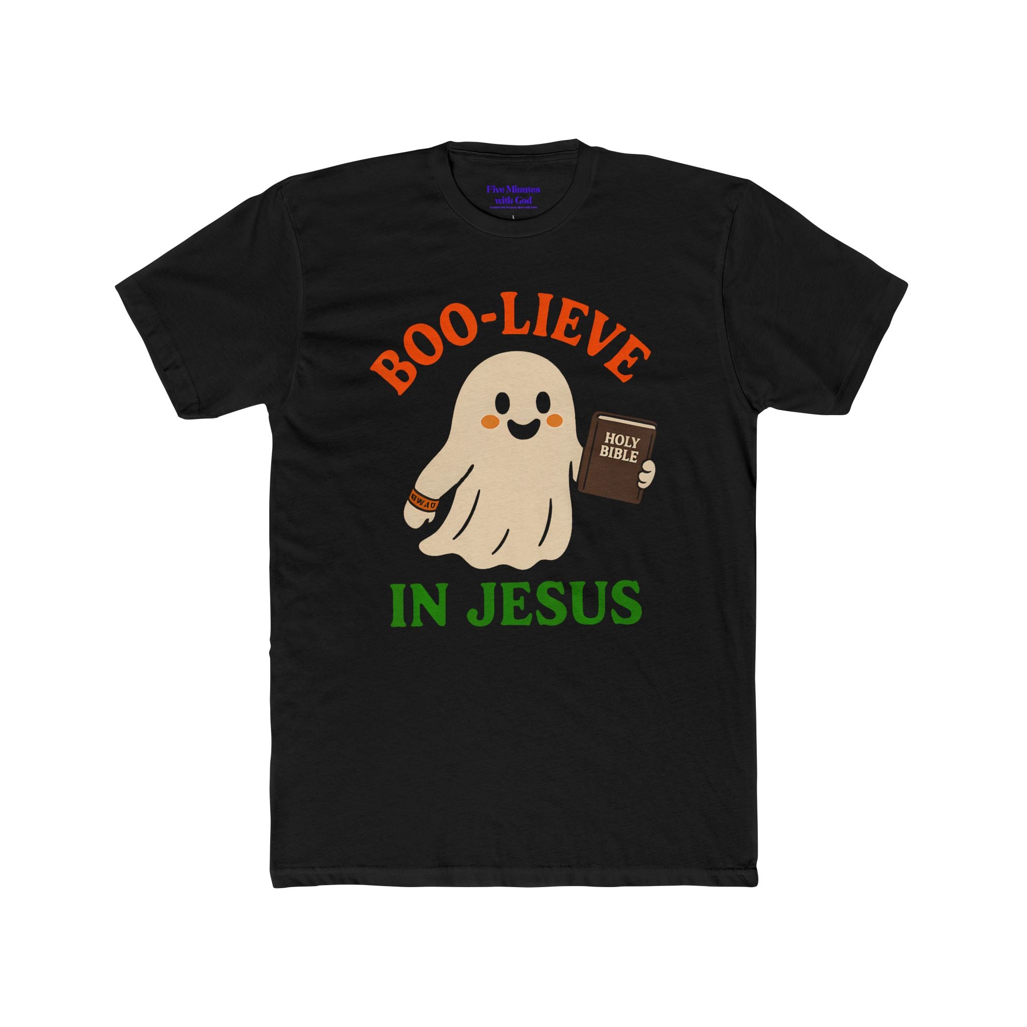 Boo-lieving Ghost Unisex Cotton Crew Tee, Halloween shirt, Jesus shirt, Christian apparel, spooky t-shirt, fun gift idea