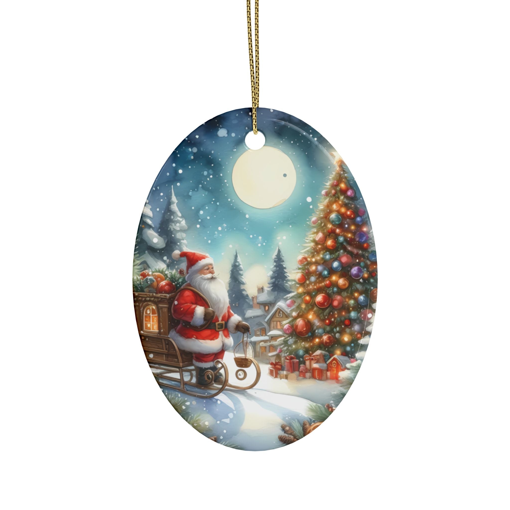 Festive Ceramic Ornaments, Holiday Decor, Christmas Tree Ornaments, Santa Ornament, Winter Decoration, Gift Idea
