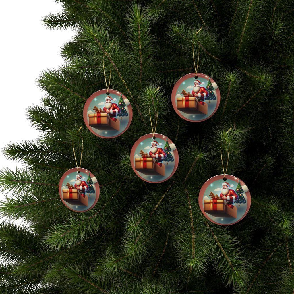 Festive Santa Ceramic Ornaments - Holiday Decor, Christmas Tree Decorations, Personalized Gifts, Stocking Stuffers, Winter Celebrations