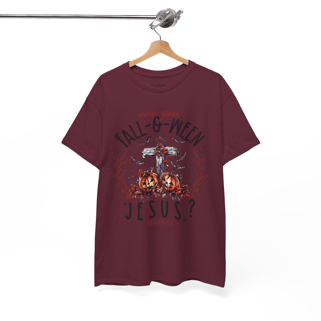 Fall-O-Ween Jesus Unisex Heavy Cotton Tee, Halloween Shirt, Christian T-Shirt, Autumn Apparel, Gift for Him/Her