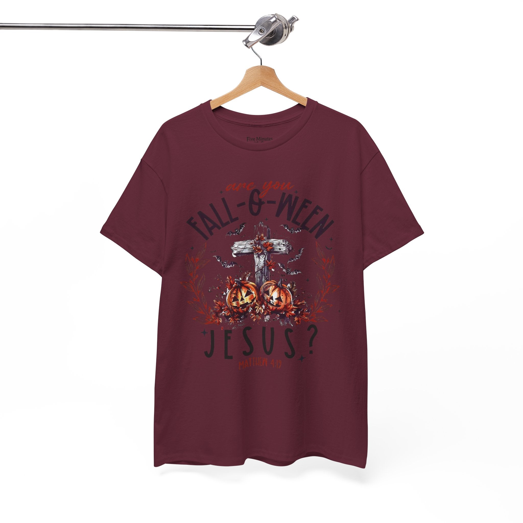 Fall-O-Ween Jesus Unisex Heavy Cotton Tee, Halloween Shirt, Christian T-Shirt, Autumn Apparel, Gift for Him/Her