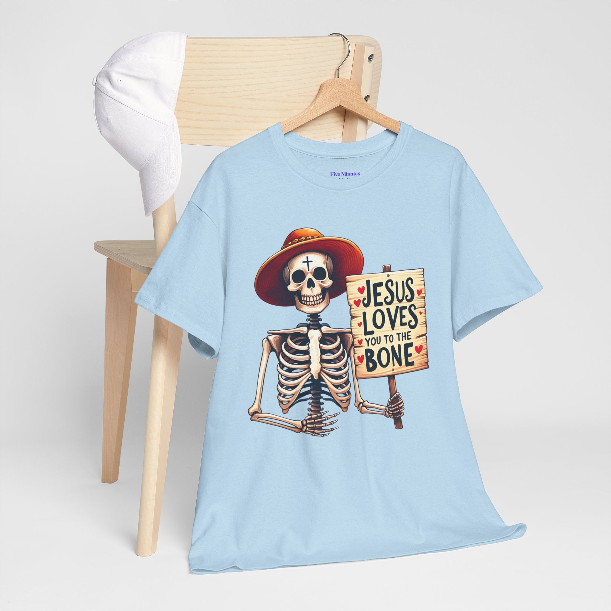 Jesus Loves You to the Bone Tee | Fun Skeleton Shirt, Unisex T-Shirt, Halloween Gift, Faith Apparel, Casual Wear, Holiday Shirt
