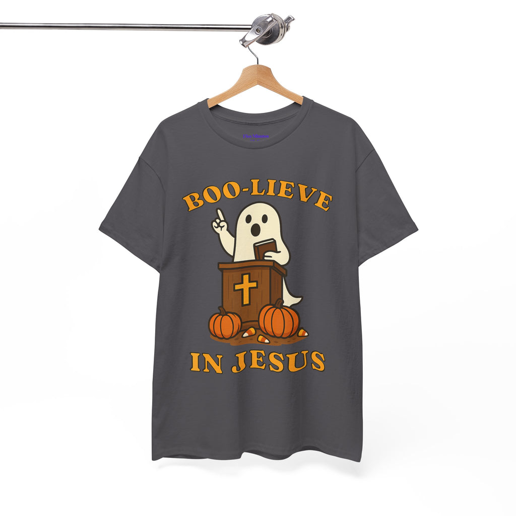 Boo-Lieve in Jesus Tee, Halloween Shirt, Unisex Cotton Tee, Fall Fashion, Religious T-Shirt, Spooky Season Apparel