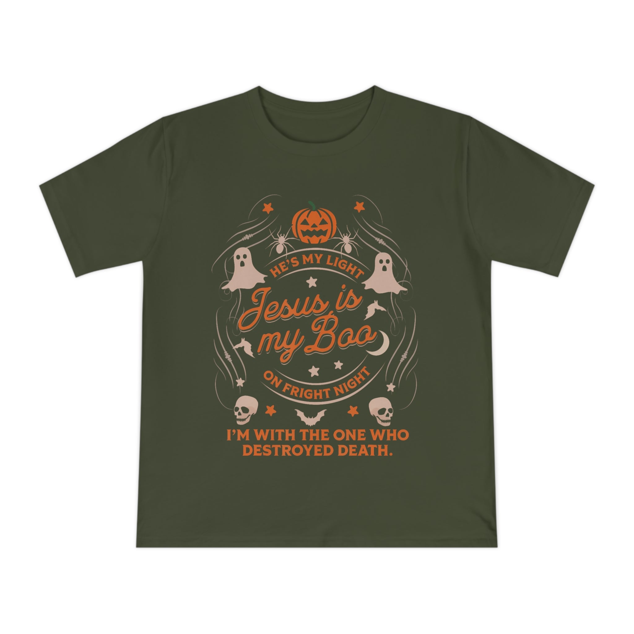 Halloween Christian T-Shirt with Fun Ghost Designs, Jesus is My Boo, Spooky Season Apparel, Faithful Holiday Shirt, Unique Gift for [...]