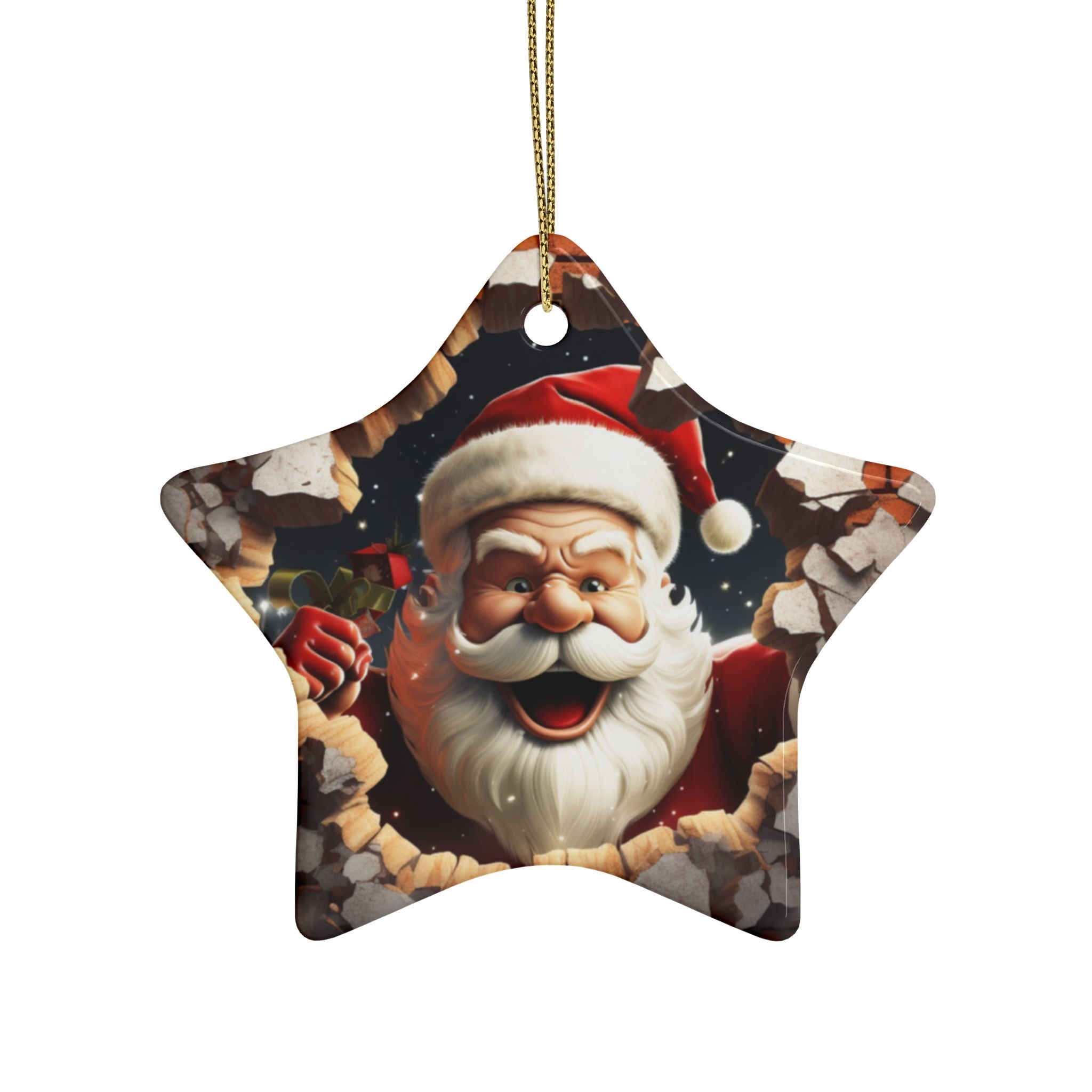 Santa Claus Ceramic Ornaments - Holiday Decorations, Christmas Tree Ornaments, Gifts, Festive Decor, Collectible Ornaments