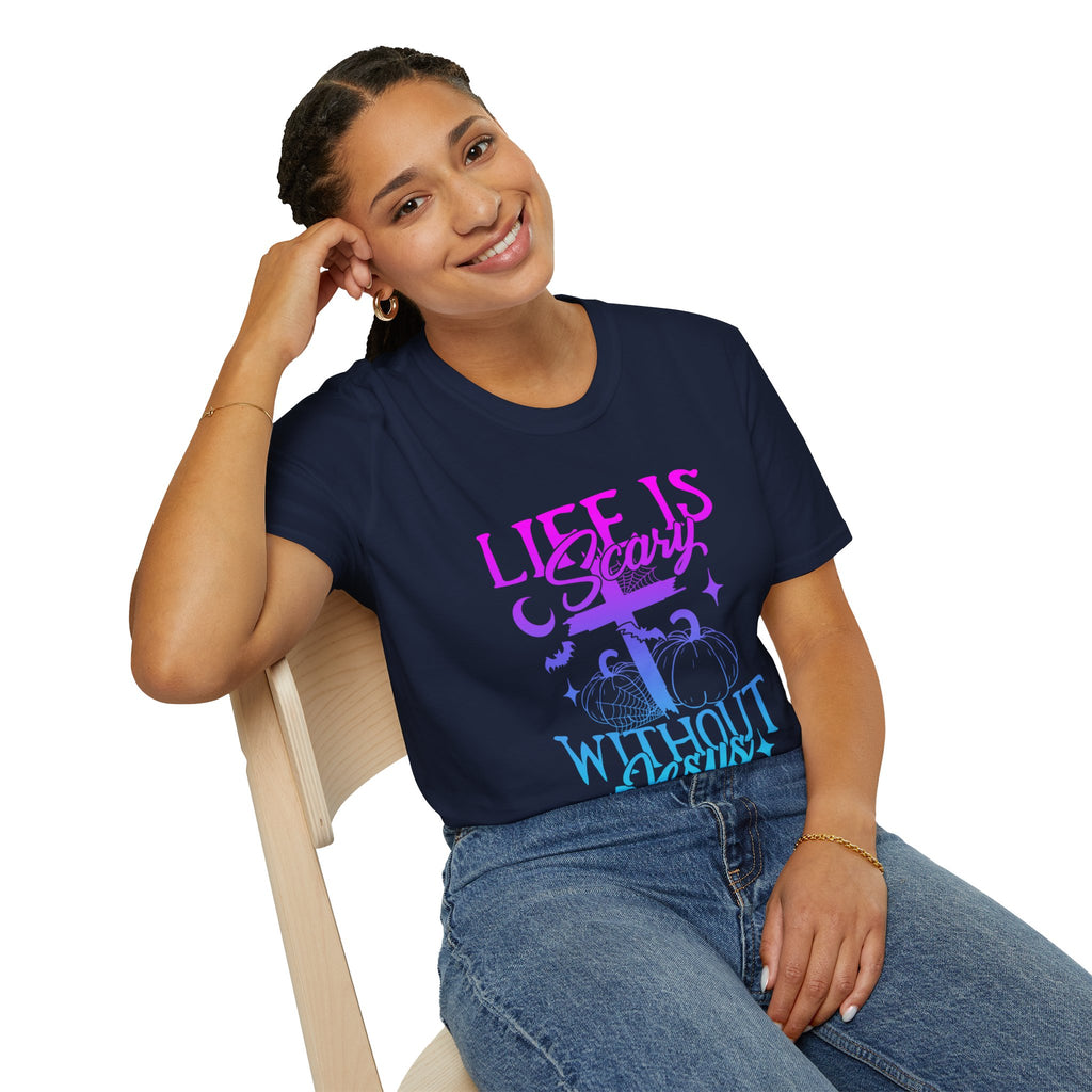Life is Scary Without Jesus Unisex Softstyle T-Shirt - Faith-Based Graphic Tee, Halloween Outfit, Religious Apparel, Christian Gift, [...]