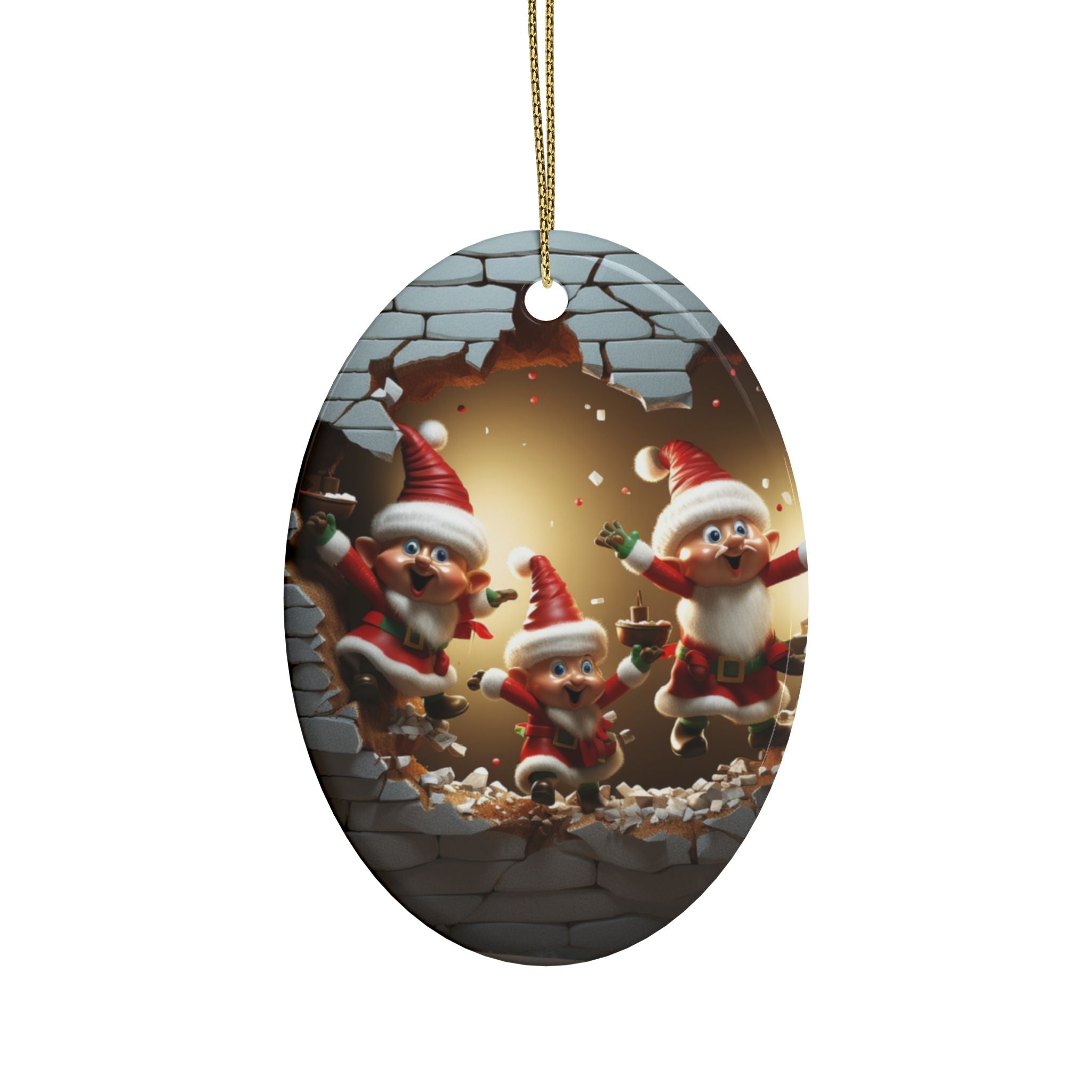 Festive Ceramic Ornaments - Santa's Fun Celebration, Holiday Decor for Christmas, Gift Tags, Tree Decorations, Set of 1-20