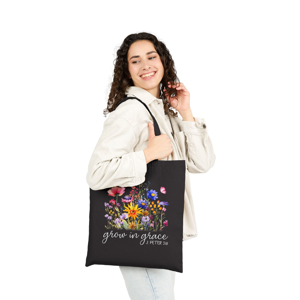 Floral Cotton Canvas Tote Bag, Eco-Friendly Shopping Bag, Reusable Tote for Beach, Grocery, Gifts, Spring Floral Design