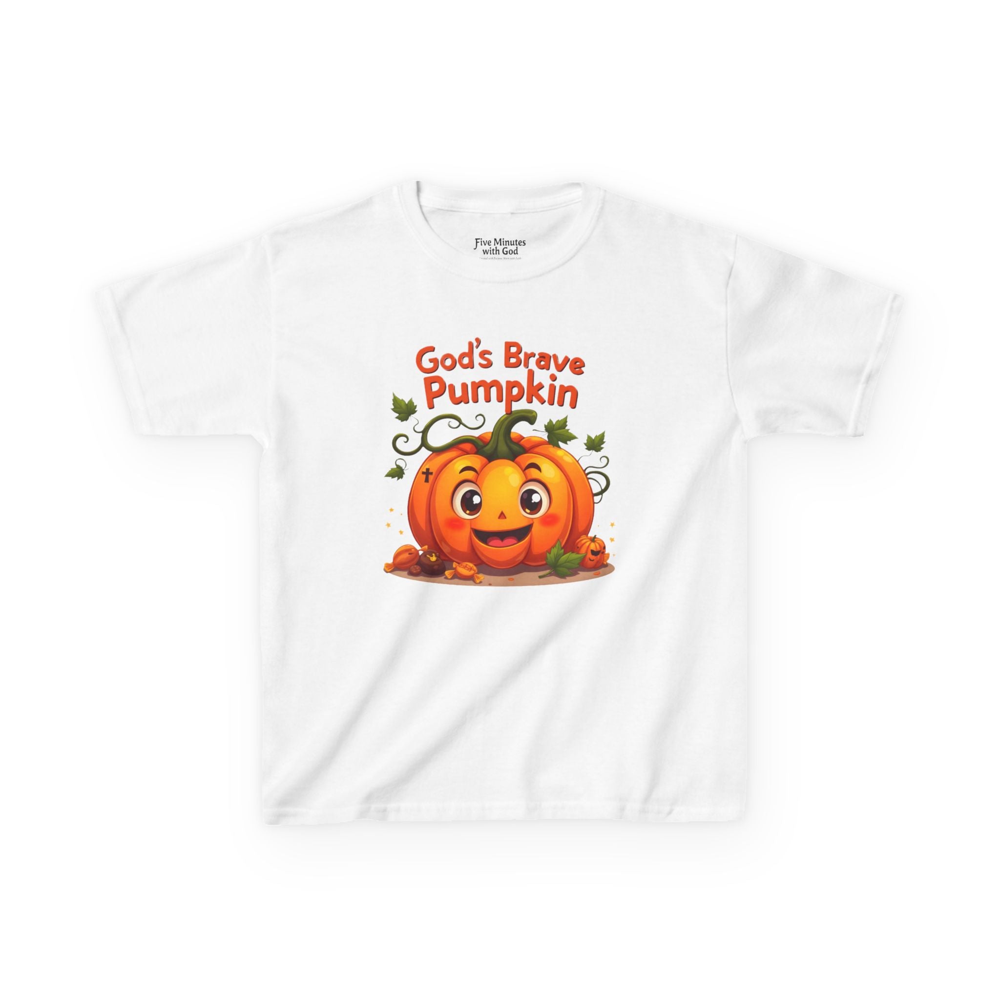 Cute Kids Halloween Tee, Pumpkin Shirt, Fall Celebration Top, Spooky Season Apparel, God’s Brave Pumpkin T-Shirt