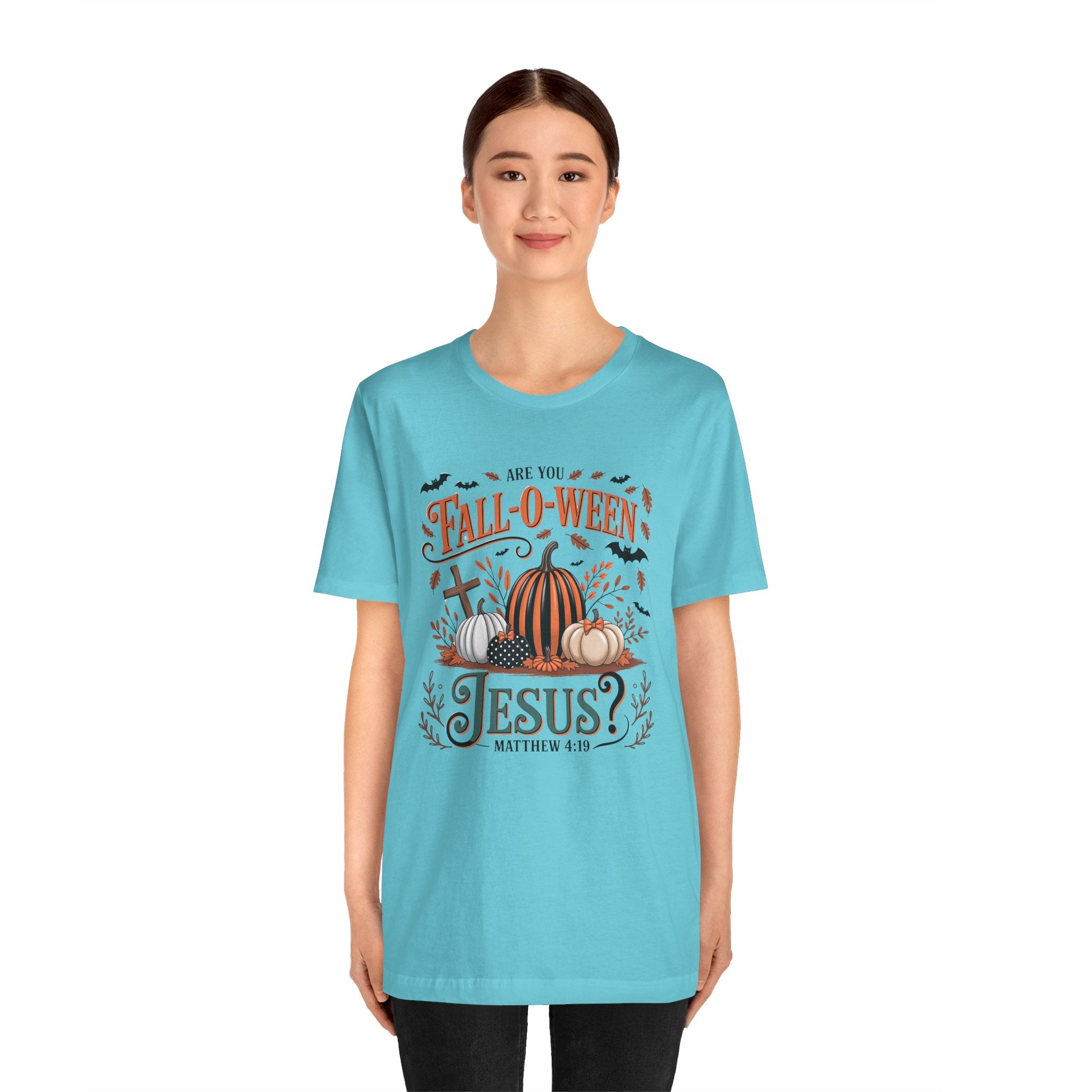 Fall-O-Ween Jesus Tee, Funny Fall T-Shirt, Unisex Pumpkin Shirt, Halloween Christian Top, Autumn Graphic Tee, Religious Casual Wear