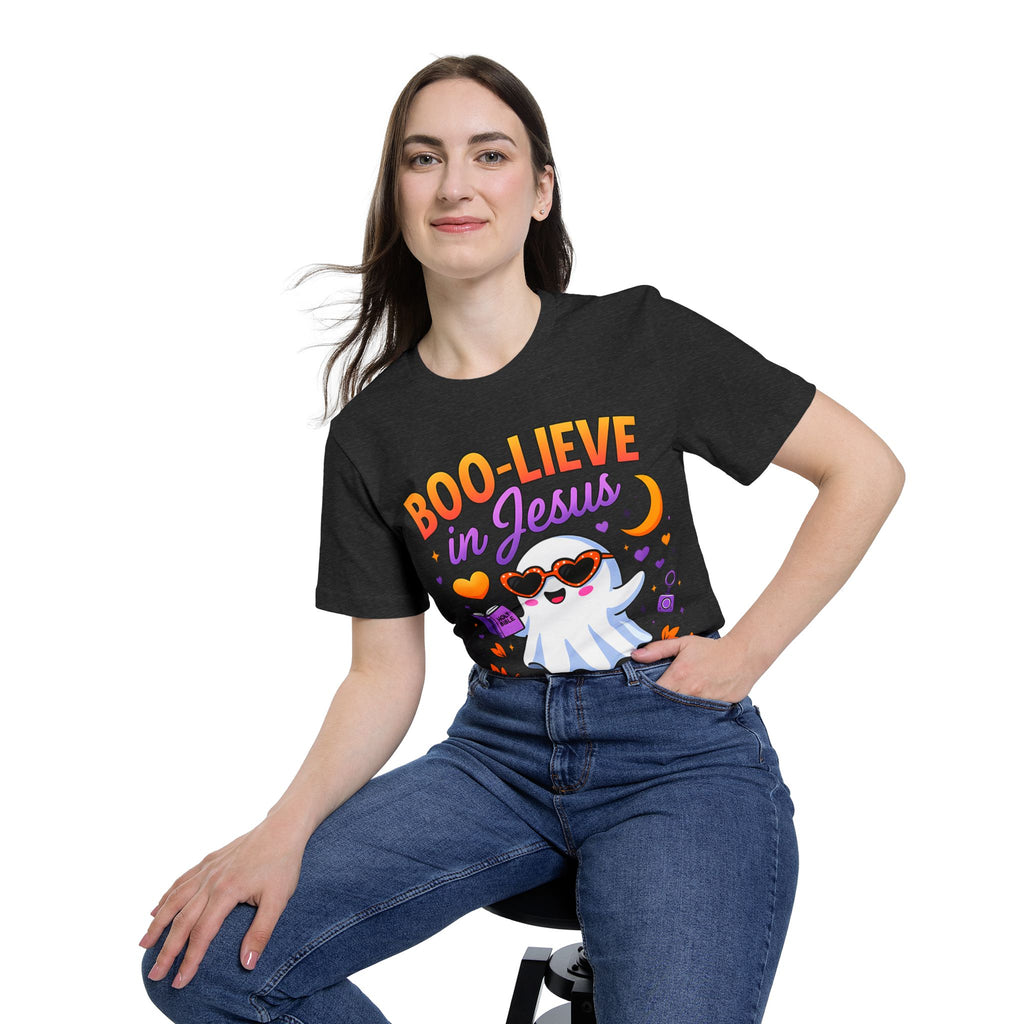 Halloween Christian Ghost T-Shirt, Boo-lieve in Jesus Shirt, Cute Halloween Apparel, Faith-Based Tee, Fall Celebration Top, Spooky [...]