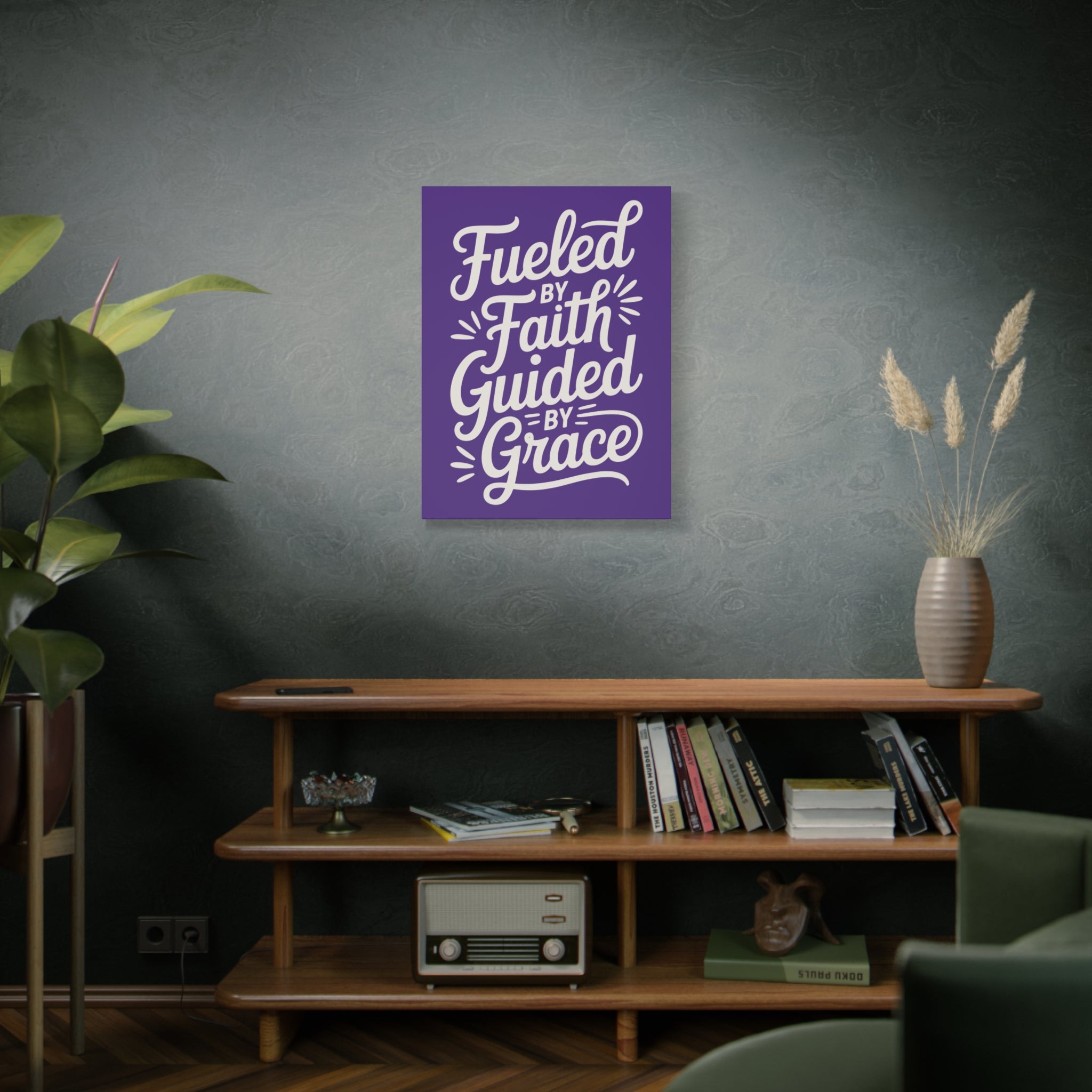 Purple Stretched Canvas Art, Motivational Wall Decor, Home Inspirational Art, Faith-Based Decor, Gift for Faith Lovers