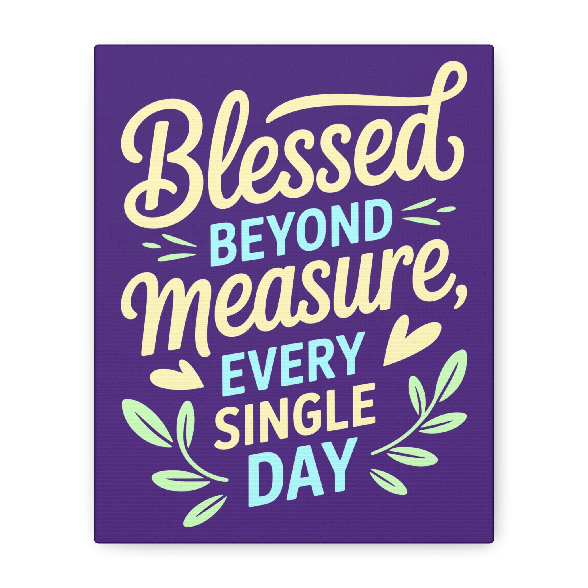 Purple Inspirational Wall Art, Blessed Beyond Measure Canvas, Uplifting Home Decor, Positive Quote Artwork, Gift for Friends & Family