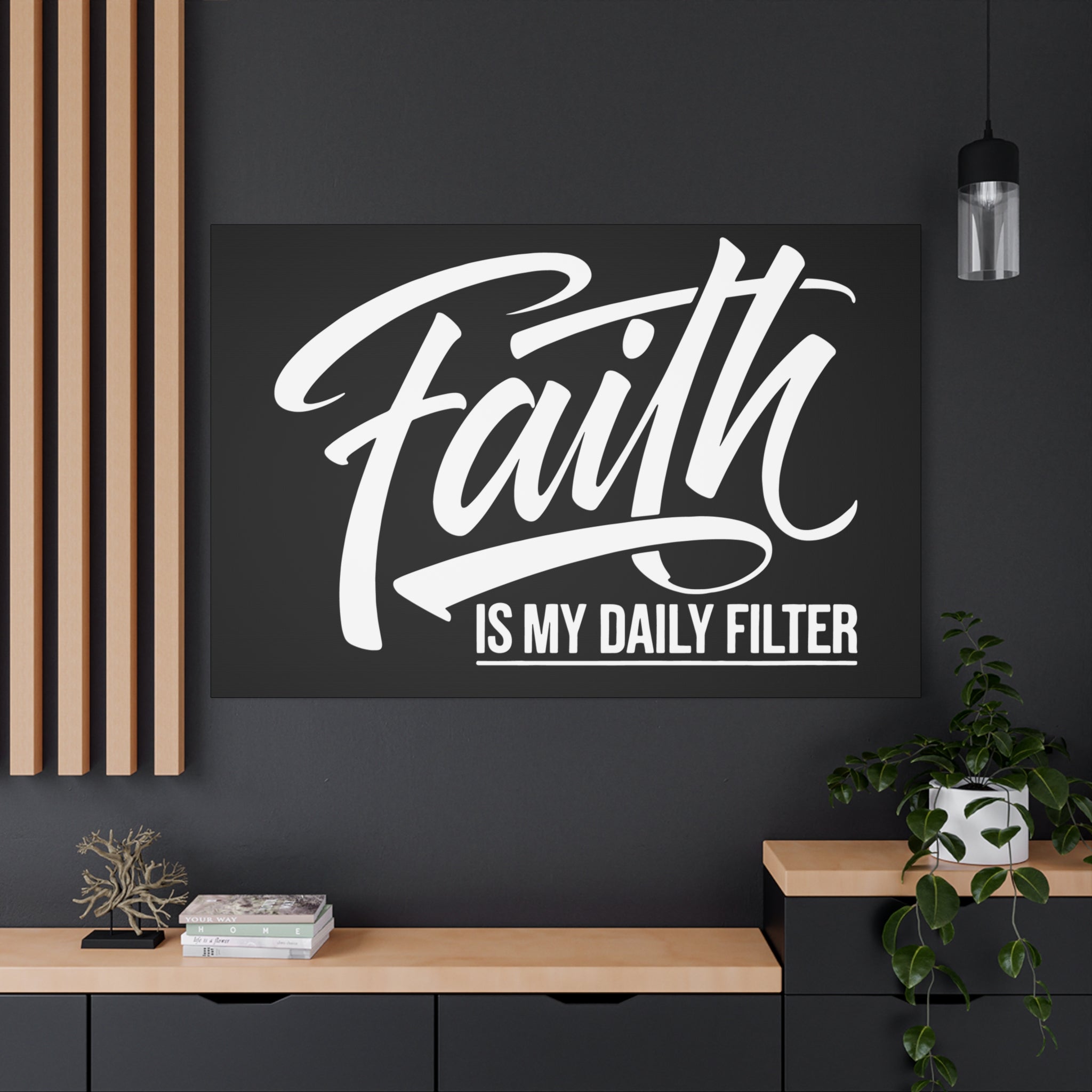 Inspirational Canvas Wall Art, Faith Quote Decor, Motivational Home Decor, Gray Wall Hanging, Gift for Faith Lovers