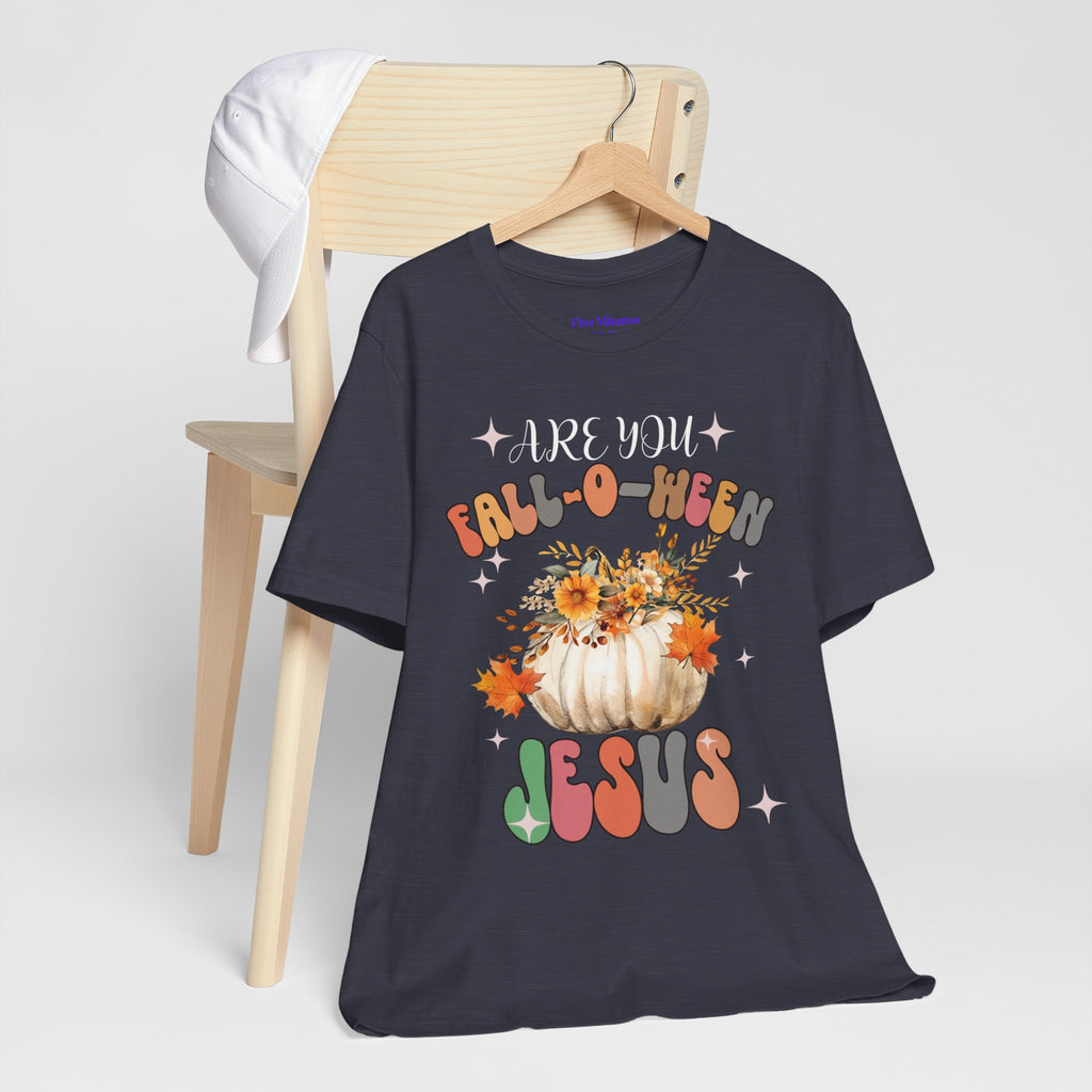 Fall-Themed Jesus Tee, Unisex Jersey T-Shirt, Cozy Autumn Apparel, Thanksgiving Gift, Fall Celebration Shirt, Christian Fashion