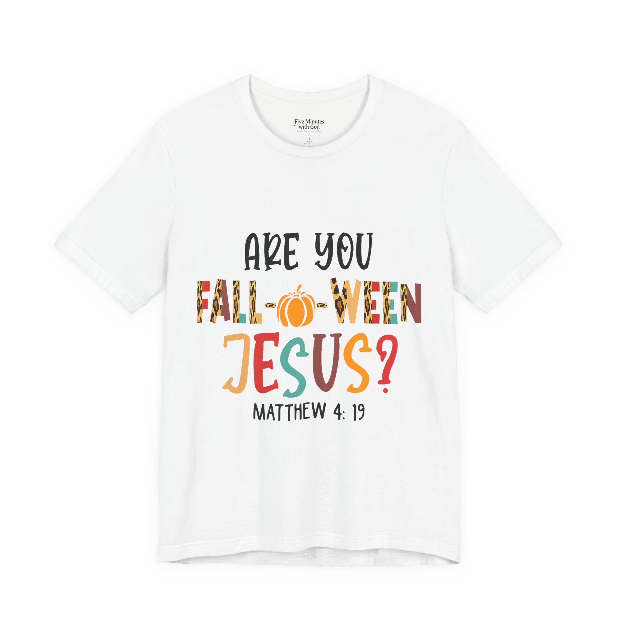 Fall-Themed Jesus Tee | Unisex Jersey Short Sleeve T-Shirt, Halloween Church Wear, Faith-Based Gift, Cozy Casual Top
