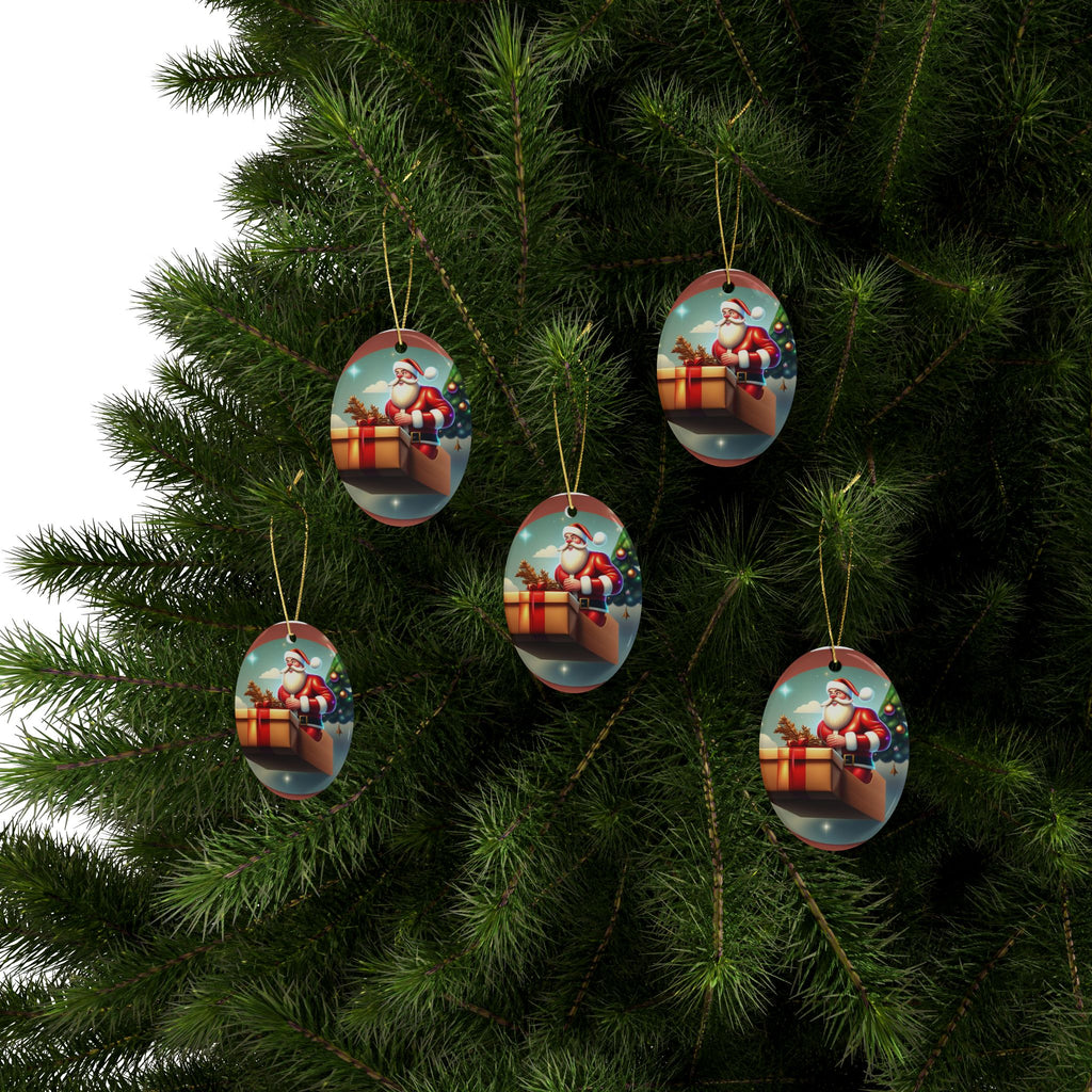 Festive Santa Ceramic Ornaments - Holiday Decor, Christmas Tree Decorations, Personalized Gifts, Stocking Stuffers, Winter Celebrations