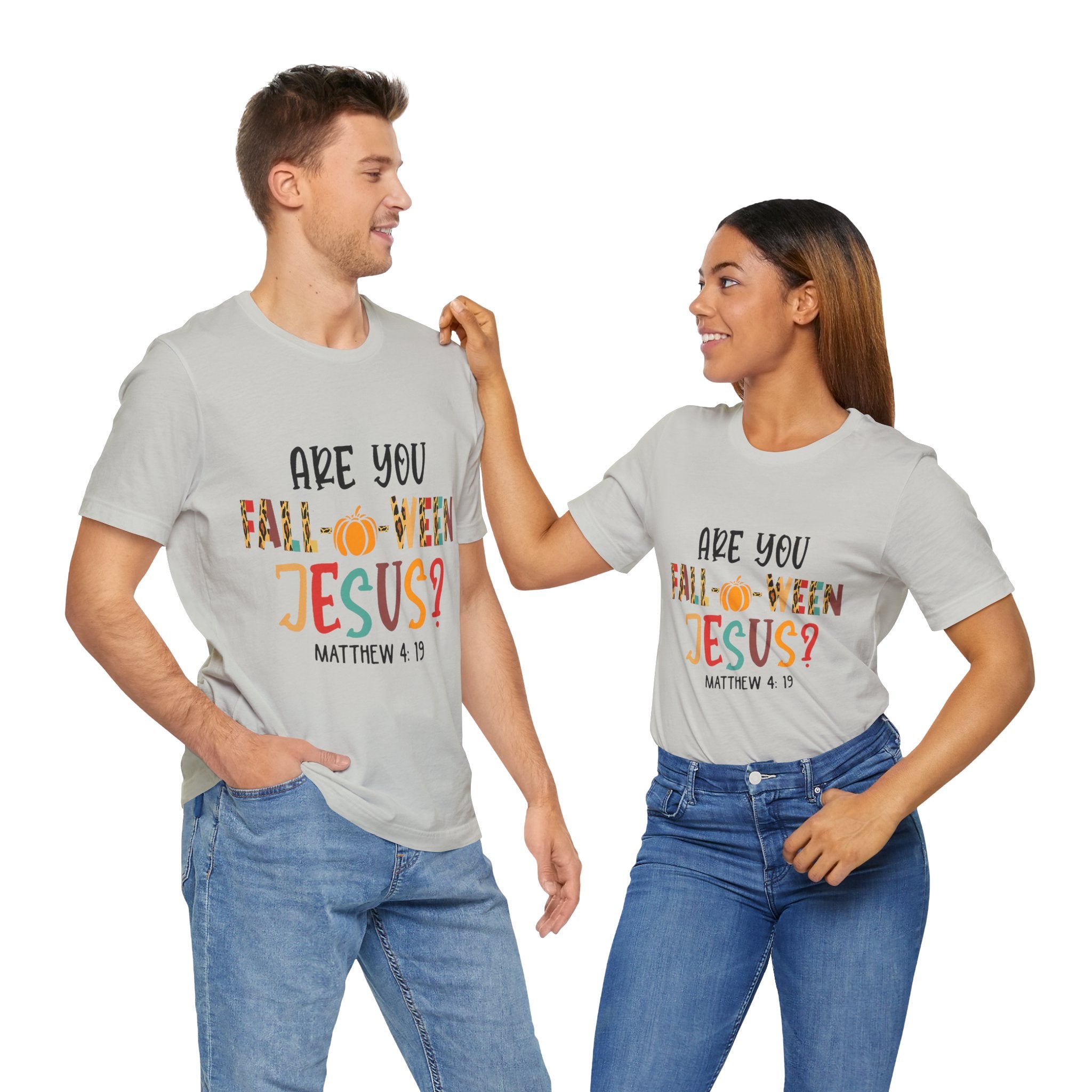 Fall-Themed Jesus Tee | Unisex Jersey Short Sleeve T-Shirt, Halloween Church Wear, Faith-Based Gift, Cozy Casual Top
