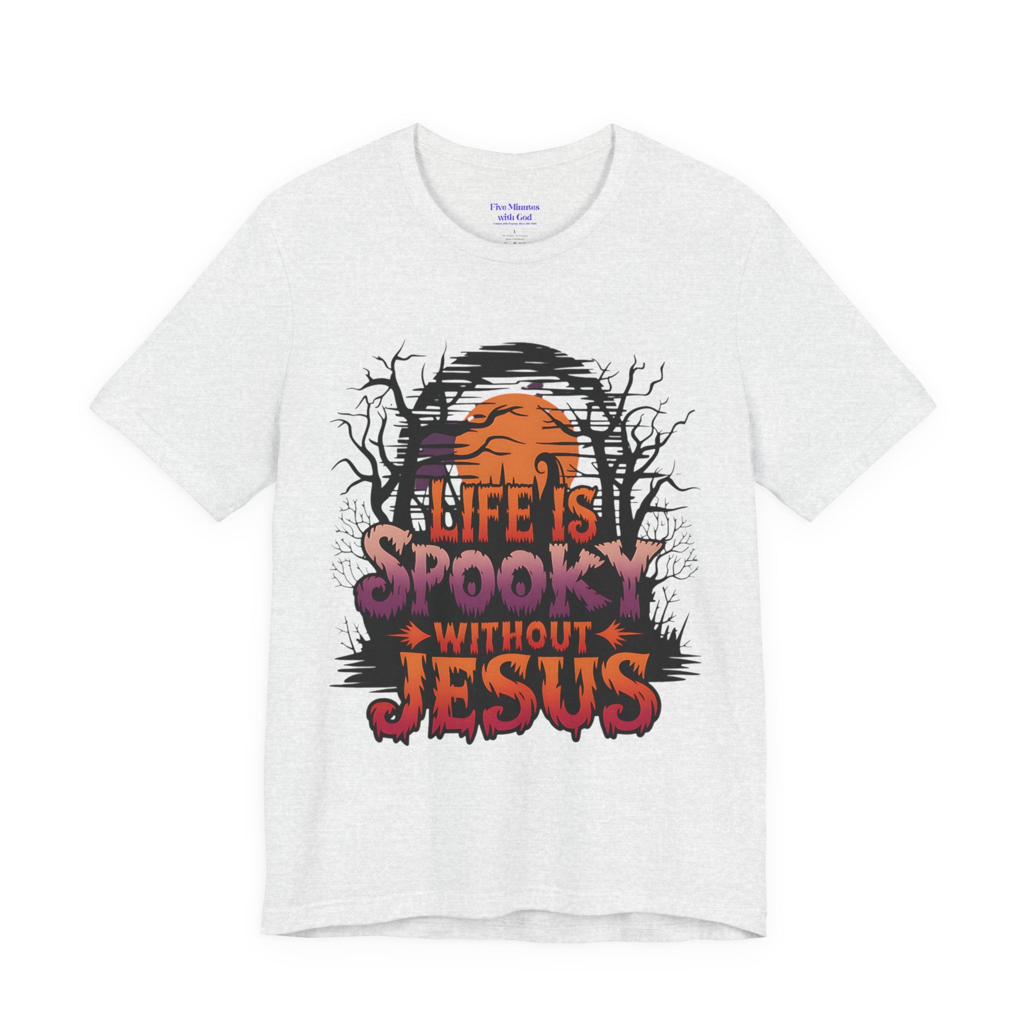 Spooky Jesus Tee - Short Sleeve Unisex Jersey Shirt, Halloween Apparel, Faith-Based Gift, Casual Wear, Everyday Comfort