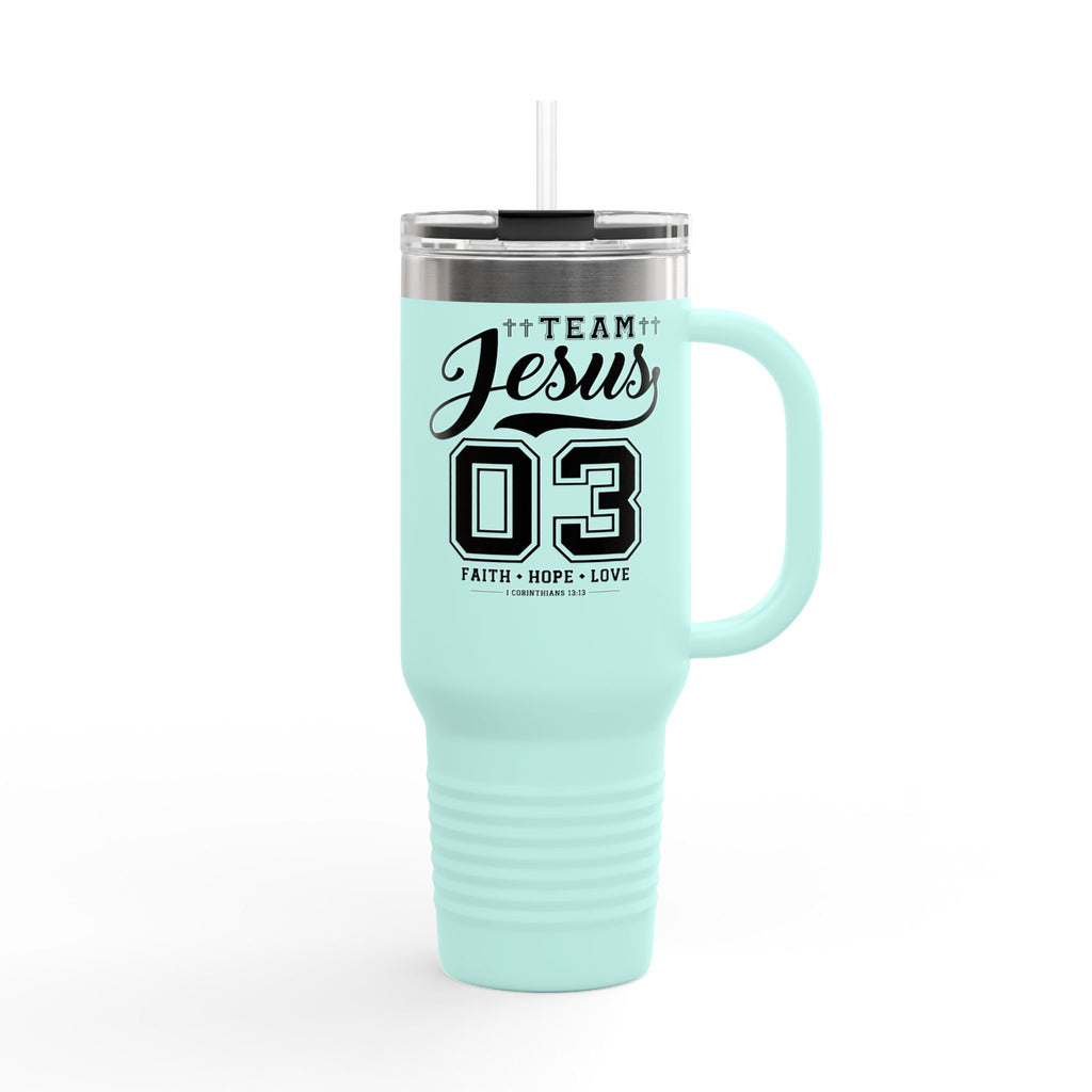 Faith-Inspired Insulated Travel Mug, 40oz - Team Jesus, Custom Tumbler for Gifts, Inspirational Drinkware, Bible Study, Church Events
