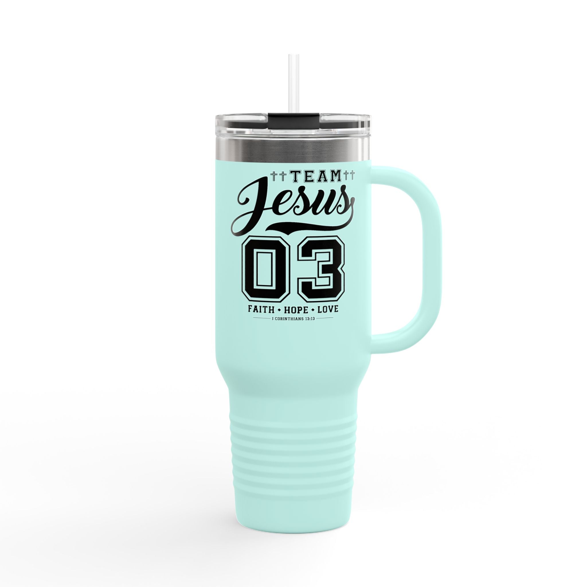 Faith-Inspired Insulated Travel Mug, 40oz - Team Jesus, Custom Tumbler for Gifts, Inspirational Drinkware, Bible Study, Church Events
