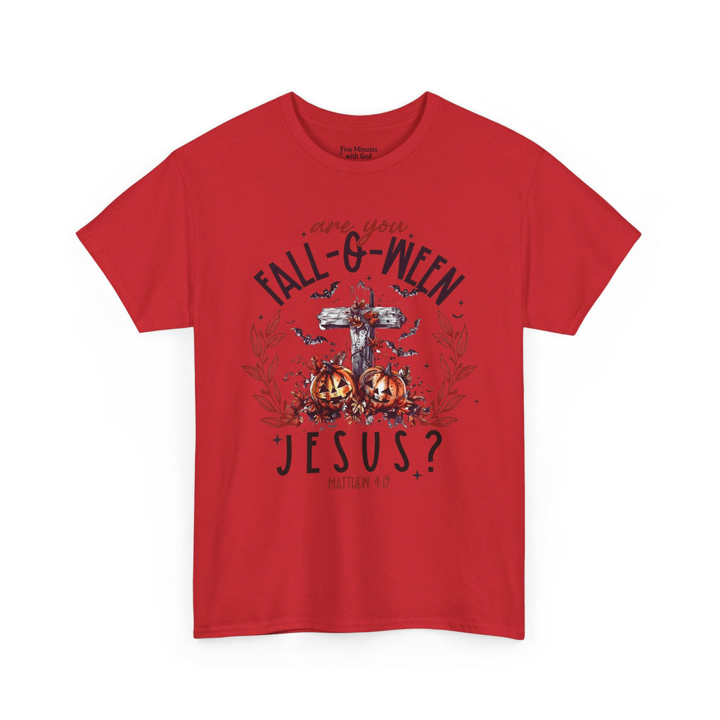 Fall-O-Ween Jesus Unisex Heavy Cotton Tee, Halloween Shirt, Christian T-Shirt, Autumn Apparel, Gift for Him/Her