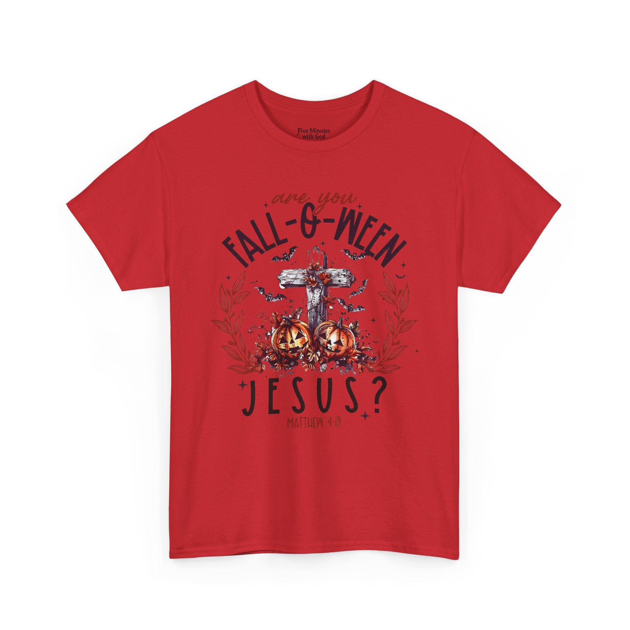 Fall-O-Ween Jesus Unisex Heavy Cotton Tee, Halloween Shirt, Christian T-Shirt, Autumn Apparel, Gift for Him/Her