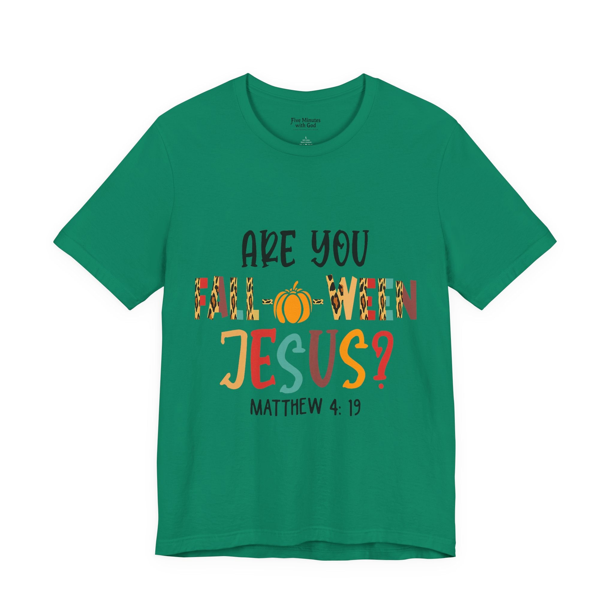 Fall-Themed Jesus Tee | Unisex Jersey Short Sleeve T-Shirt, Halloween Church Wear, Faith-Based Gift, Cozy Casual Top