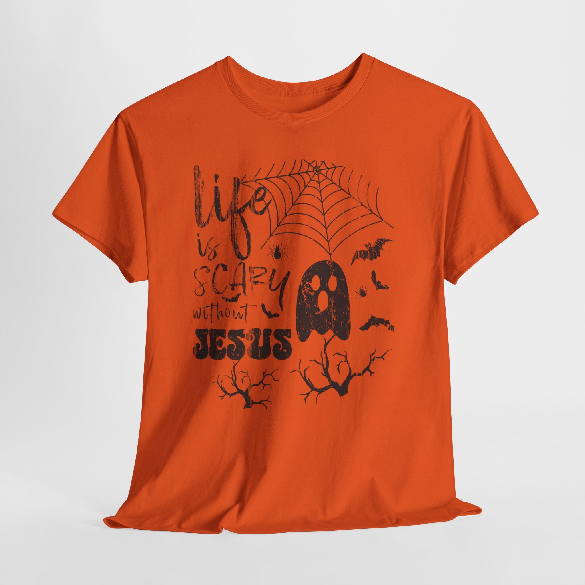 Halloween Ghost Tee: Life is Scary Without Jesus, Unisex Heavy Cotton T-Shirt, Halloween Shirt, Faith-Based Apparel, Cute Ghost Tee, [...]