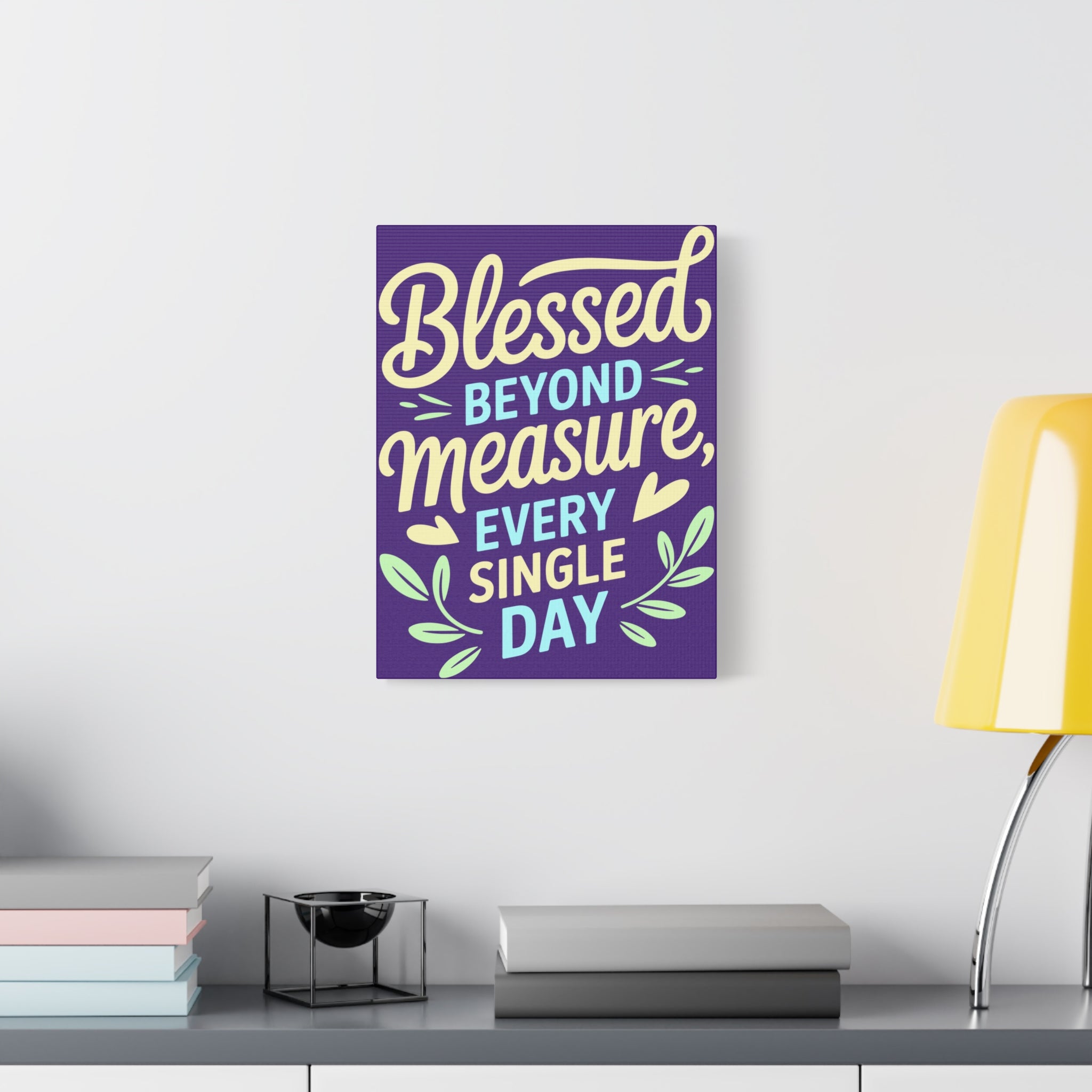 Purple Inspirational Wall Art, Blessed Beyond Measure Canvas, Uplifting Home Decor, Positive Quote Artwork, Gift for Friends & Family
