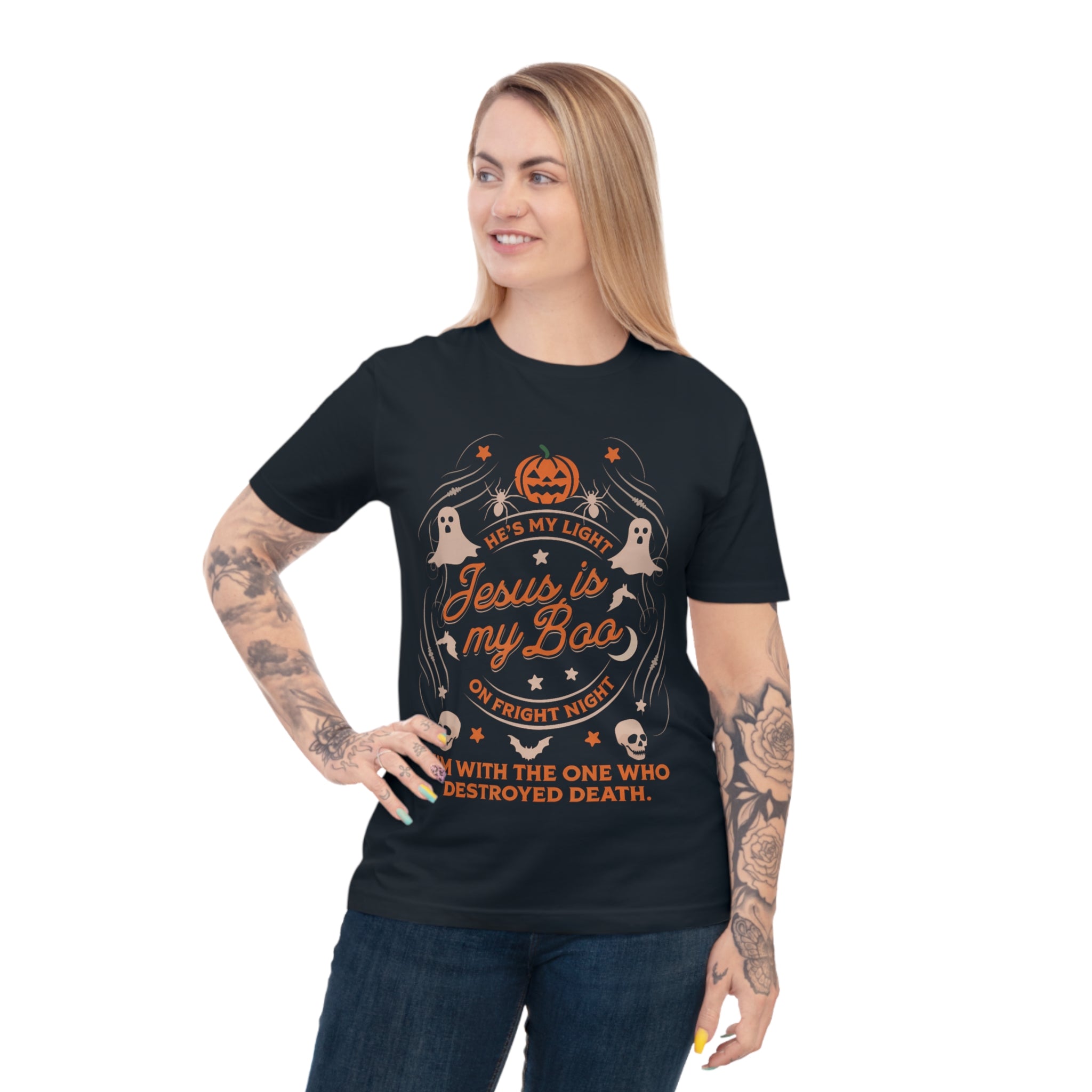 Halloween Christian T-Shirt with Fun Ghost Designs, Jesus is My Boo, Spooky Season Apparel, Faithful Holiday Shirt, Unique Gift for [...]