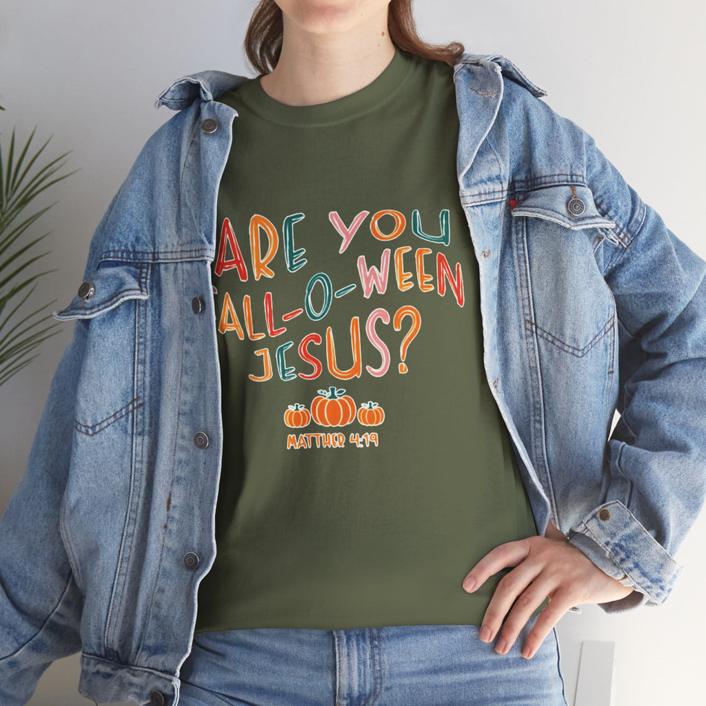 Unisex Fall-O-Ween Jesus Tee, Halloween T-Shirt, Christian Apparel, Autumn Fashion, Fun Holiday Shirt, Pumpkin Theme